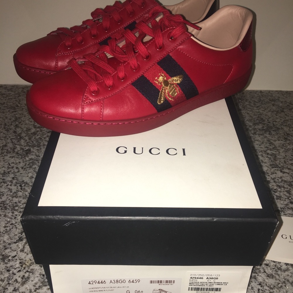Red Gucci “Ace” Sneakers size men’s 7